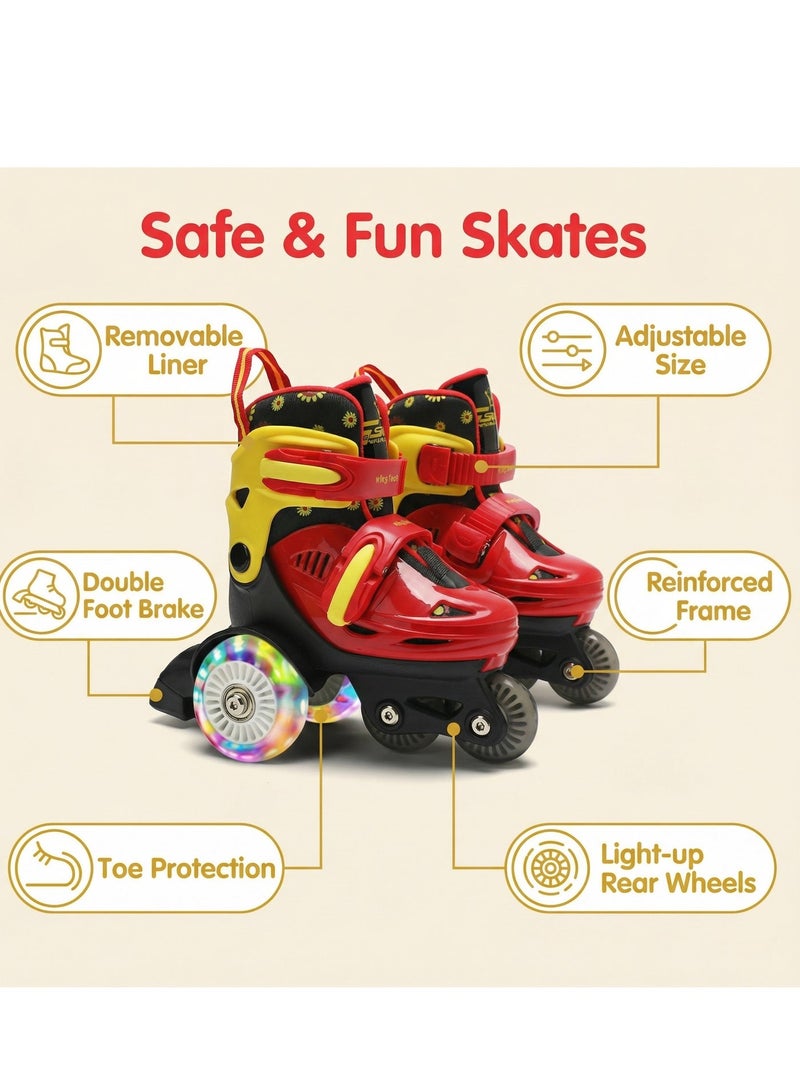 واي آند دي حذاء التزلج بالرشاقة للأطفال، مجموعة أحذية التزلج على الأرجل للمبتدئين، أحذية الأطفال مع وسادات الكاحل والكوع، قبعة رأس، حقيبة الظهر، أحذية تزلج على الأرجل - Image 4